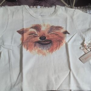 Cream Dog Print Short Sleeve Tee Kids Size 6T